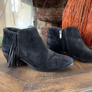 Sam Edelman Black suede fringe booties Size 7